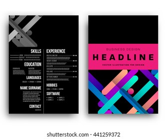 Geometric Cover Background, Brochure Template Layout for Annual Report or Magazine Design. A4 Booklet. Triangular or Polygonal Structures. Vector Illustration.