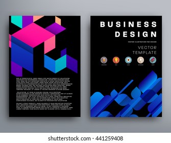 Geometric Cover Background, Brochure Template Layout for Annual Report or Magazine Design. A4 Booklet. Triangular or Polygonal Structures. Vector Illustration.
