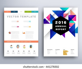 Geometric Cover Background, Brochure Template Layout for Annual Report or Magazine Design. A4 Booklet. Triangular or Polygonal Structures. Vector Illustration.