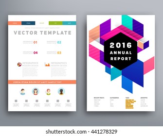 Geometric Cover Background, Brochure Template Layout for Annual Report or Magazine Design. A4 Booklet. Triangular or Polygonal Structures. Vector Illustration.