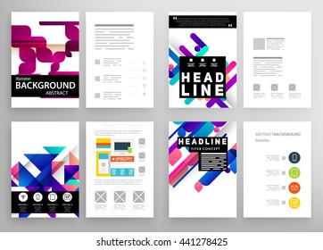 Geometric Cover Background, Brochure Template Layout for Annual Report or Magazine Design. A4 Booklet. Triangular or Polygonal Structures. Vector Illustration.