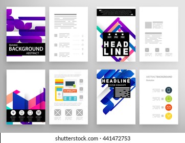 Geometric Cover Background, Brochure Template Layout for Annual Report or Magazine Design. A4 Booklet. Triangular or Polygonal Structures. Vector Illustration.