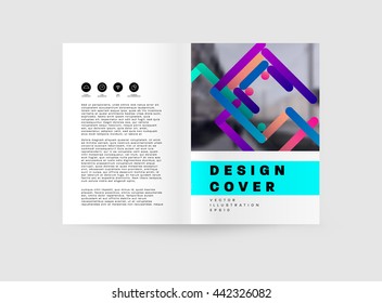 Geometric Cover Background, Brochure Template Layout for Annual Report or Magazine Design. A4 Booklet. Triangular or Polygonal Structures. Vector Illustration.