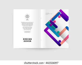 Geometric Cover Background, Brochure Template Layout for Annual Report or Magazine Design. A4 Booklet. Triangular or Polygonal Structures. Vector Illustration.