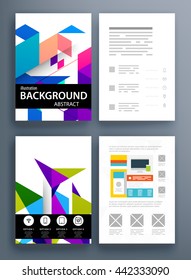 Geometric Cover Background, Brochure Template Layout for Annual Report or Magazine Design. A4 Booklet. Triangular or Polygonal Structures. Vector Illustration.