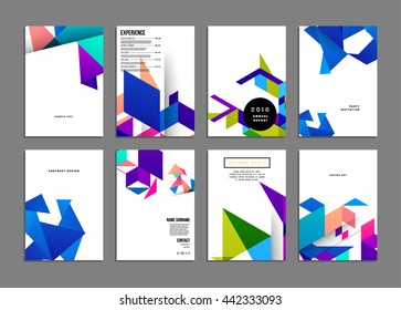 Geometric Cover Background, Brochure Template Layout for Annual Report or Magazine Design. A4 Booklet. Triangular or Polygonal Structures. Vector Illustration.