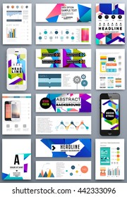 Geometric Cover Background, Brochure Template Layout for Annual Report or Magazine Design. A4 Booklet. Triangular or Polygonal Structures. Vector Illustration.