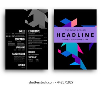 Geometric Cover Background, Brochure Template Layout for Annual Report or Magazine Design. A4 Booklet. Triangular or Polygonal Structures. Vector Illustration