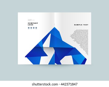 Geometric Cover Background, Brochure Template Layout for Annual Report or Magazine Design. A4 Booklet. Triangular or Polygonal Structures. Vector Illustration