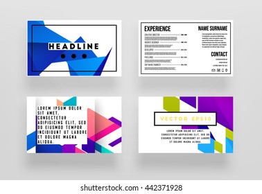 Geometric Cover Background, Brochure Template Layout for Annual Report or Magazine Design. A4 Booklet. Triangular or Polygonal Structures. Vector Illustration