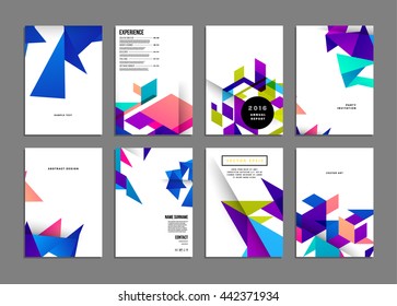 Fondo de la cubierta geométrica, Diseño de la plantilla de folleto para el informe anual o el diseño de la revista. Folleto A4. Estructuras triangulares o poligonales. Ilustración vectorial