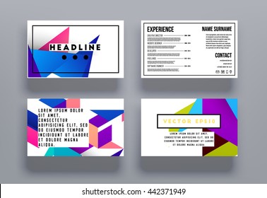 Geometric Cover Background, Brochure Template Layout for Annual Report or Magazine Design. A4 Booklet. Triangular or Polygonal Structures. Vector Illustration