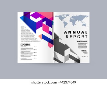 Geometric Cover Background, Brochure Template Layout for Annual Report or Magazine Design. A4 Booklet. Triangular or Polygonal Structures. Vector Illustration.