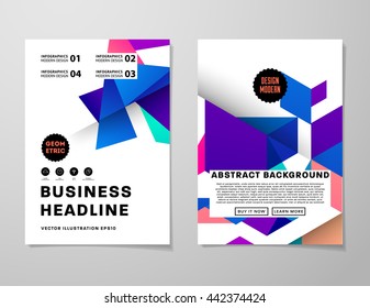 Geometrisches Titelhintergrund, Broschüren-Vorlagenlayout für den Geschäftsbericht oder Magazin-Design. A4-Broschüre. Dreieckige oder polygonale Strukturen. Vektorgrafik.