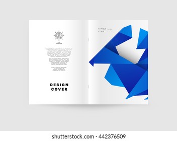 Geometric Cover Background, Brochure Template Layout for Annual Report or Magazine Design. A4 Booklet. Triangular or Polygonal Structures. Vector Illustration.