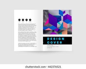 Geometric Cover Background, Brochure Template Layout for Annual Report or Magazine Design. A4 Booklet. Triangular or Polygonal Structures. Vector Illustration.