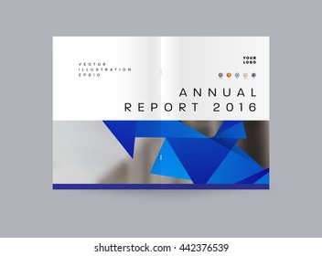 Geometric Cover Background, Brochure Template Layout for Annual Report or Magazine Design. A4 Booklet. Triangular or Polygonal Structures. Vector Illustration.