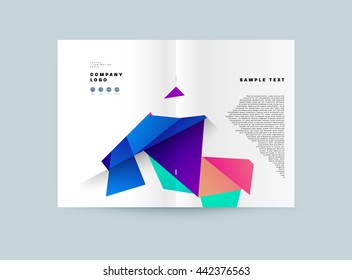 Fondo de la cubierta geométrica, Diseño de la plantilla de folleto para el informe anual o el diseño de la revista. Folleto A4. Estructuras triangulares o poligonales. Ilustración vectorial.