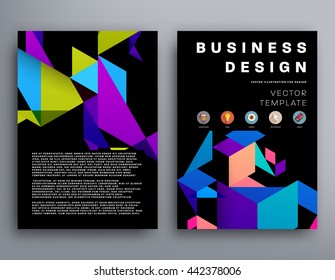 Geometric Cover Background, Brochure Template Layout for Annual Report or Magazine Design. A4 Booklet. Triangular or Polygonal Structures. Vector Illustration