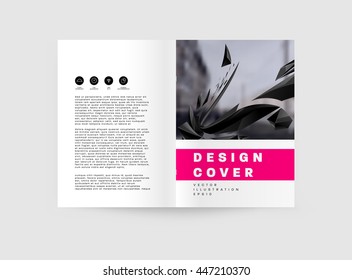 Geometric Cover Background, Brochure Template Layout for Annual Report or Business Design. A4 Booklet. Triangular or Polygonal Structures. Vector Illustration.