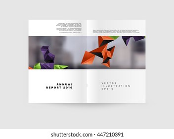 Geometric Cover Background, Brochure Template Layout for Annual Report or Business Design. A4 Booklet. Triangular or Polygonal Structures. Vector Illustration.