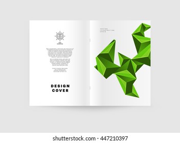 Fondo de la cubierta geométrica, diseño de plantilla de folleto para el informe anual o el diseño empresarial. Folleto A4. Estructuras triangulares o poligonales. Ilustración vectorial.