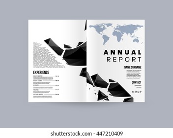 Geometric Cover Background, Brochure Template Layout for Annual Report or Business Design. A4 Booklet. Triangular or Polygonal Structures. Vector Illustration.