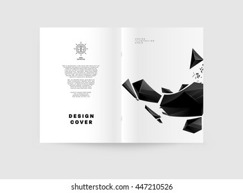 Geometric Cover Background, Brochure Template Layout for Annual Report or Business Design. A4 Booklet. Triangular or Polygonal Structures. Vector Illustration.