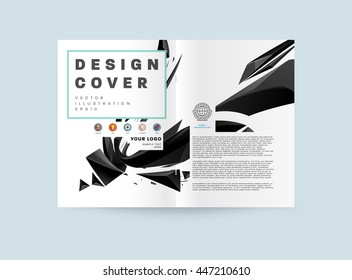 Geometric Cover Background, Brochure Template Layout for Annual Report or Business Design. A4 Booklet. Triangular or Polygonal Structures. Vector Illustration.