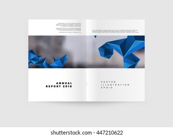 Geometric Cover Background, Brochure Template Layout for Annual Report or Business Design. A4 Booklet. Triangular or Polygonal Structures. Vector Illustration.