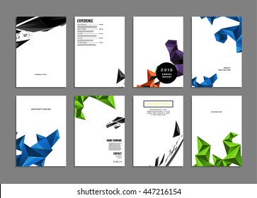 Geometric Cover Background, Brochure Template Layout for Annual Report or Business Design. A4 Booklet. Triangular or Polygonal Structures. Vector Illustration.