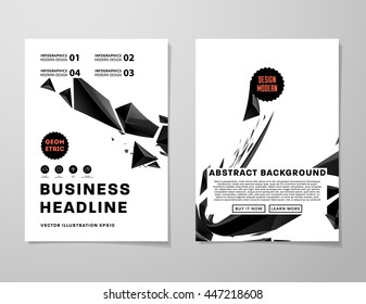 Geometric Cover Background, Brochure Template Layout for Annual Report or Business Design. A4 Booklet. Triangular or Polygonal Structures. Vector Illustration.