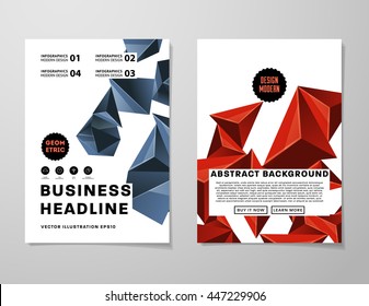 Fondo de la cubierta geométrica, diseño de plantilla de folleto para el informe anual o el diseño empresarial. Folleto A4. Estructuras triangulares o poligonales. Ilustración vectorial.