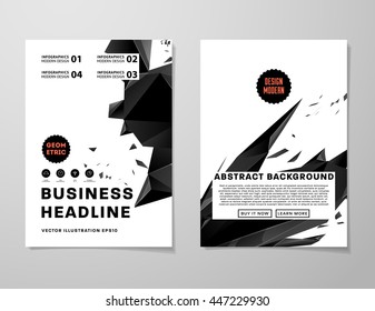 Geometric Cover Background, Brochure Template Layout for Annual Report or Business Design. A4 Booklet. Triangular or Polygonal Structures. Vector Illustration.