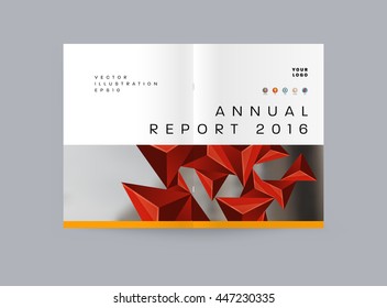 Geometric Cover Background, Brochure Template Layout for Annual Report or Business Design. A4 Booklet. Triangular or Polygonal Structures. Vector Illustration.