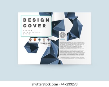 Geometric Cover Background, Brochure Template Layout for Annual Report or Business Design. A4 Booklet. Triangular or Polygonal Structures. Vector Illustration.