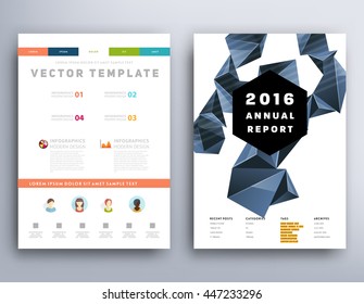 Geometric Cover Background, Brochure Template Layout for Annual Report or Business Design. A4 Booklet. Triangular or Polygonal Structures. Vector Illustration.