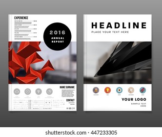 Geometric Cover Background, Brochure Template Layout for Annual Report or Business Design. A4 Booklet. Triangular or Polygonal Structures. Vector Illustration.