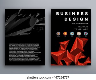 Geometric Cover Background, Brochure Template Layout for Annual Report or Business Design. A4 Booklet. Triangular or Polygonal Structures. Vector Illustration.