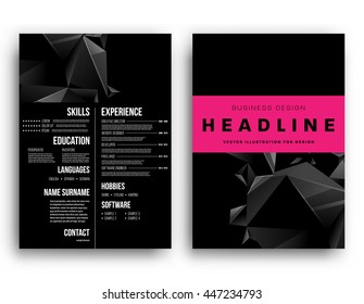 Geometric Cover Background, Brochure Template Layout for Annual Report or Business Design. A4 Booklet. Triangular or Polygonal Structures. Vector Illustration.