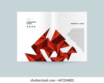 Fondo de la cubierta geométrica, diseño de plantilla de folleto para el informe anual o el diseño empresarial. Folleto A4. Estructuras triangulares o poligonales. Ilustración vectorial.