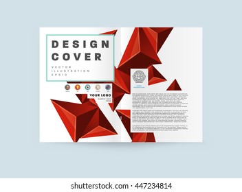 Geometric Cover Background, Brochure Template Layout for Annual Report or Business Design. A4 Booklet. Triangular or Polygonal Structures. Vector Illustration.