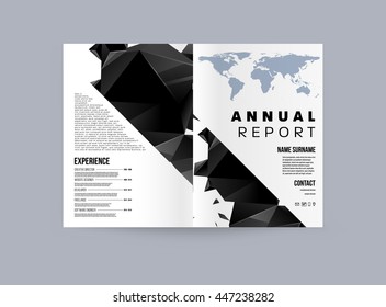 Fondo de la cubierta geométrica, diseño de plantilla de folleto para el informe anual o el diseño empresarial. Folleto A4. Estructuras triangulares o poligonales. Ilustración vectorial.