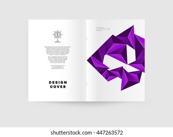 Geometric Cover Background, Brochure Template Layout for Annual Report or Business Design. A4 Booklet. Triangular or Polygonal Structures. Vector Illustration.