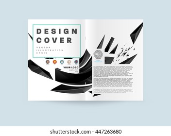 Geometric Cover Background, Brochure Template Layout for Annual Report or Business Design. A4 Booklet. Triangular or Polygonal Structures. Vector Illustration.