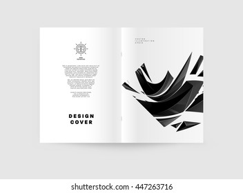 Geometric Cover Background, Brochure Template Layout for Annual Report or Business Design. A4 Booklet. Triangular or Polygonal Structures. Vector Illustration.