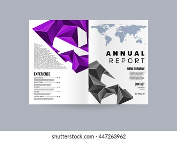 Fondo de la cubierta geométrica, diseño de plantilla de folleto para el informe anual o el diseño empresarial. Folleto A4. Estructuras triangulares o poligonales. Ilustración vectorial.