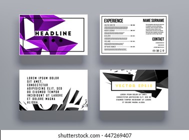 Geometric Cover Background, Brochure Template Layout for Annual Report or Business Design. A4 Booklet. Triangular or Polygonal Structures. Vector Illustration.