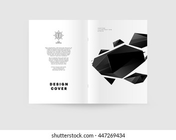 Geometric Cover Background, Brochure Template Layout for Annual Report or Business Design. A4 Booklet. Triangular or Polygonal Structures. Vector Illustration.