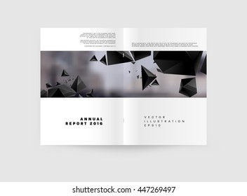 Geometric Cover Background, Brochure Template Layout for Annual Report or Business Design. A4 Booklet. Triangular or Polygonal Structures. Vector Illustration.